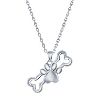Argento Bella Bone & Paw Print Pendant Necklace