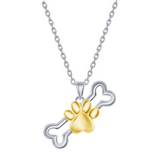 Argento Bella Bone & Paw Print Pendant Necklace