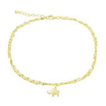 Argento Bella Mirror Chain Elephant Charm Anklet