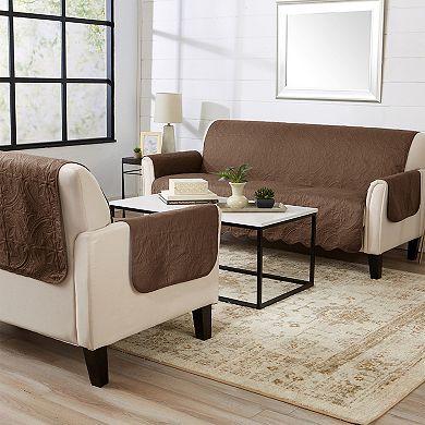 Great Bay Home Elenor Solid Medallion Loveseat Slipcover