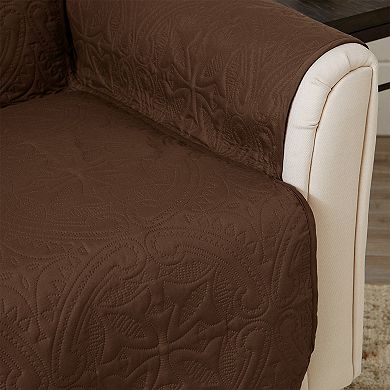 Great Bay Home Elenor Solid Medallion Loveseat Slipcover