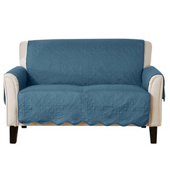 Great Bay Home Elenor Solid Medallion Loveseat Cover