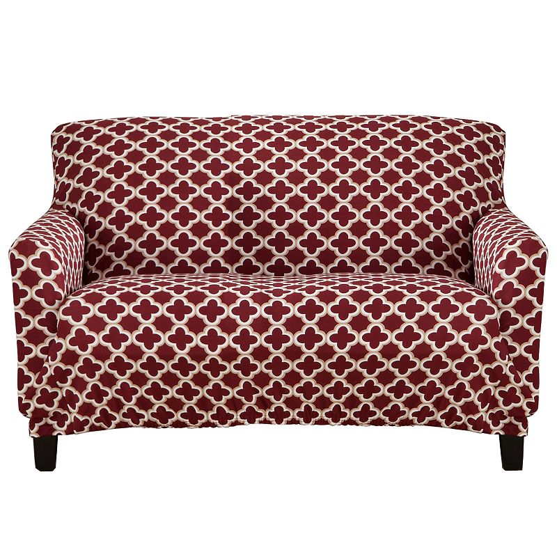 Great Bay Home Fallon Printed Twill Loveseat Slipcover, Red