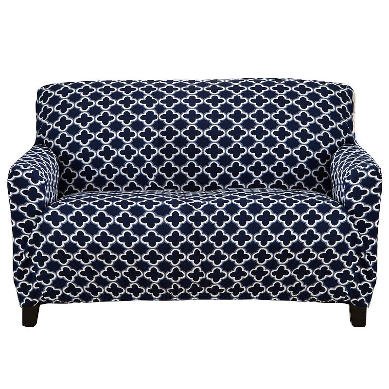 Great Bay Home Fallon Printed Twill Loveseat Slipcover, Blue
