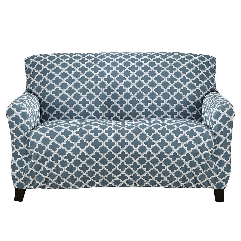 Great Bay Home Fallon Printed Twill Loveseat Slipcover, Blue