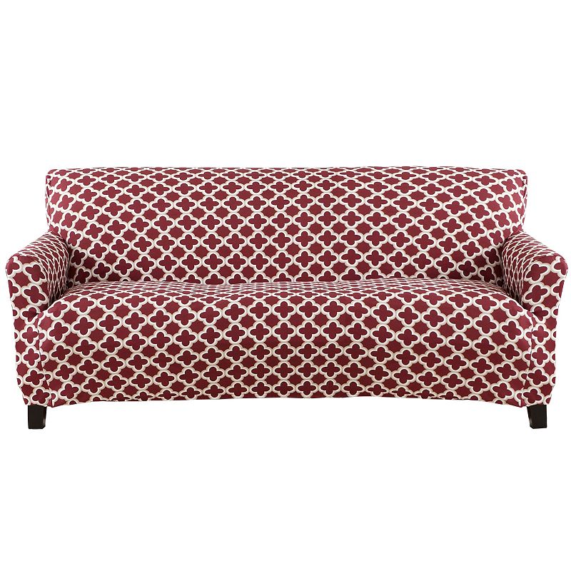 Great Bay Home Fallon Printed Twill Sofa Slipcover, Red