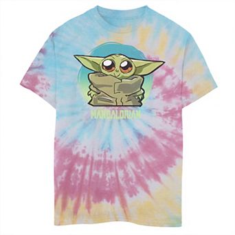 Boys 6-20 Star Wars The Mandalorian Grogu aka Baby Yoda Cute Blue Hue Tie Dye Graphic Tee