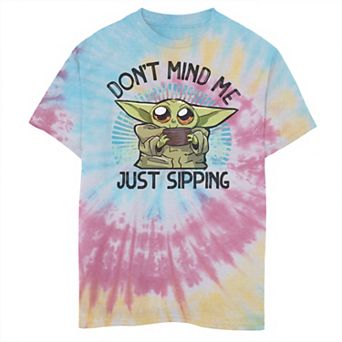 Boys 6-20 Star Wars The Mandalorian Grogu aka Baby Yoda Just Sipping Portrait Tie Dye Graphic Tee