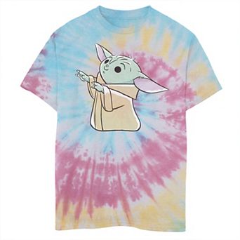 Boys 6-20 Star Wars The Mandalorian Grogu aka Baby Yoda Reaching Up Cartoon Tie Dye Graphic Tee