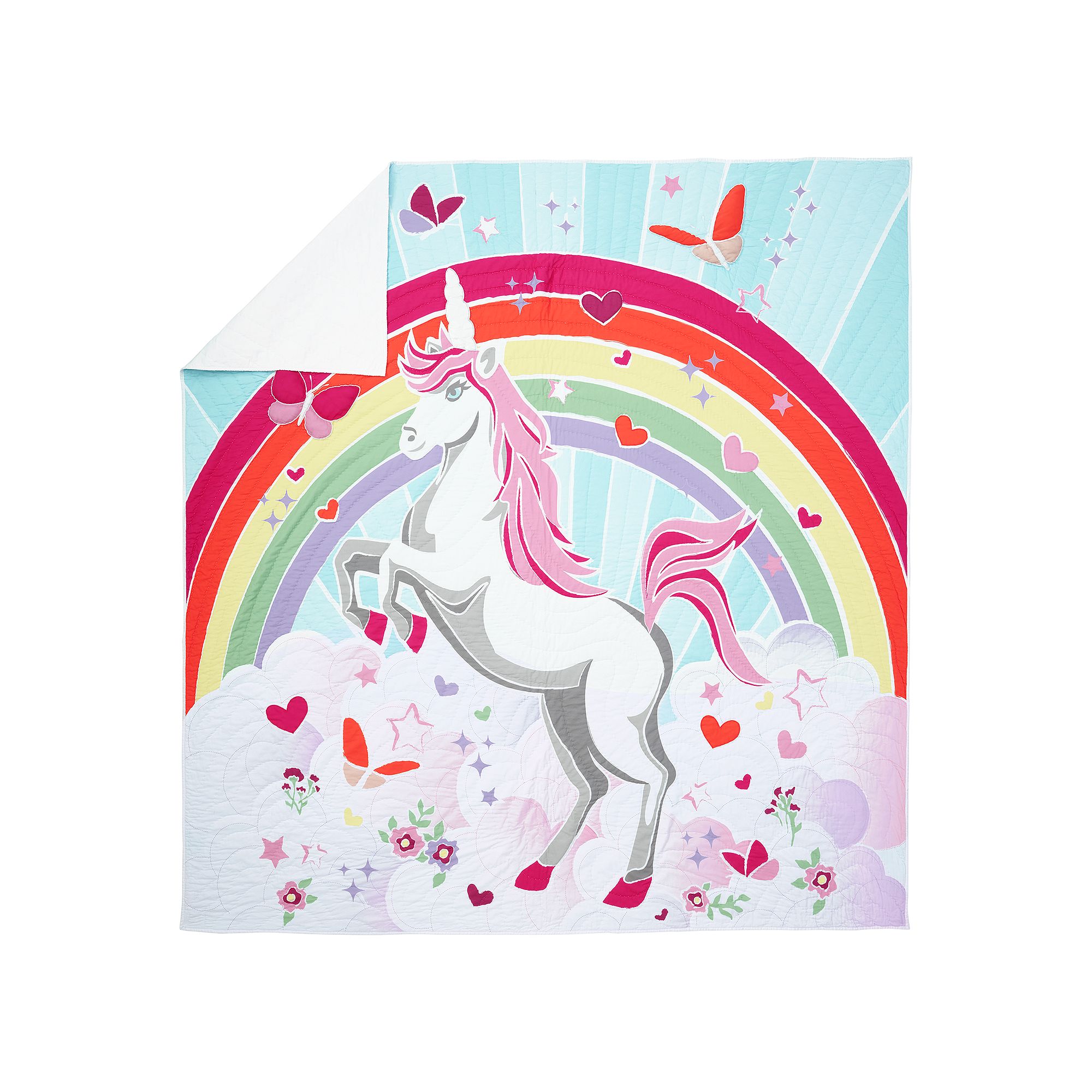 Lands End Kids Cotton Printed Quilt or Sham, Unicorn