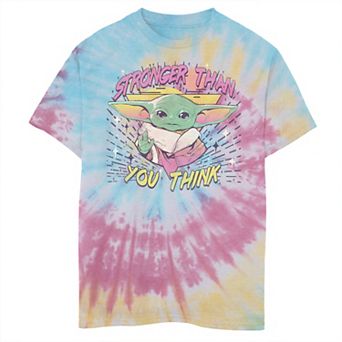 Boys 6-20 Star Wars: The Mandalorian Grogu aka Baby Yoda Stronger Than You Think Tie Dye Graphic Tee