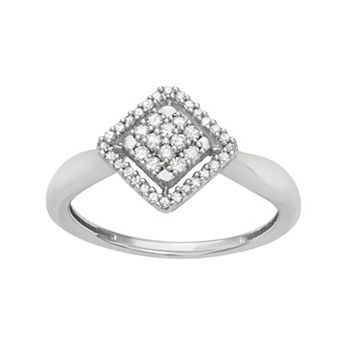 HDI 10k White Gold 1/4 Carat T.W. Diamond Square Ring
