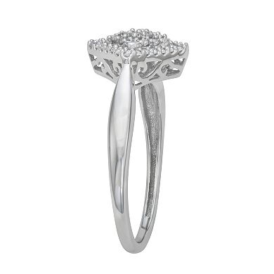 HDI 10k White Gold 1/4 Carat T.W. Diamond Square Ring