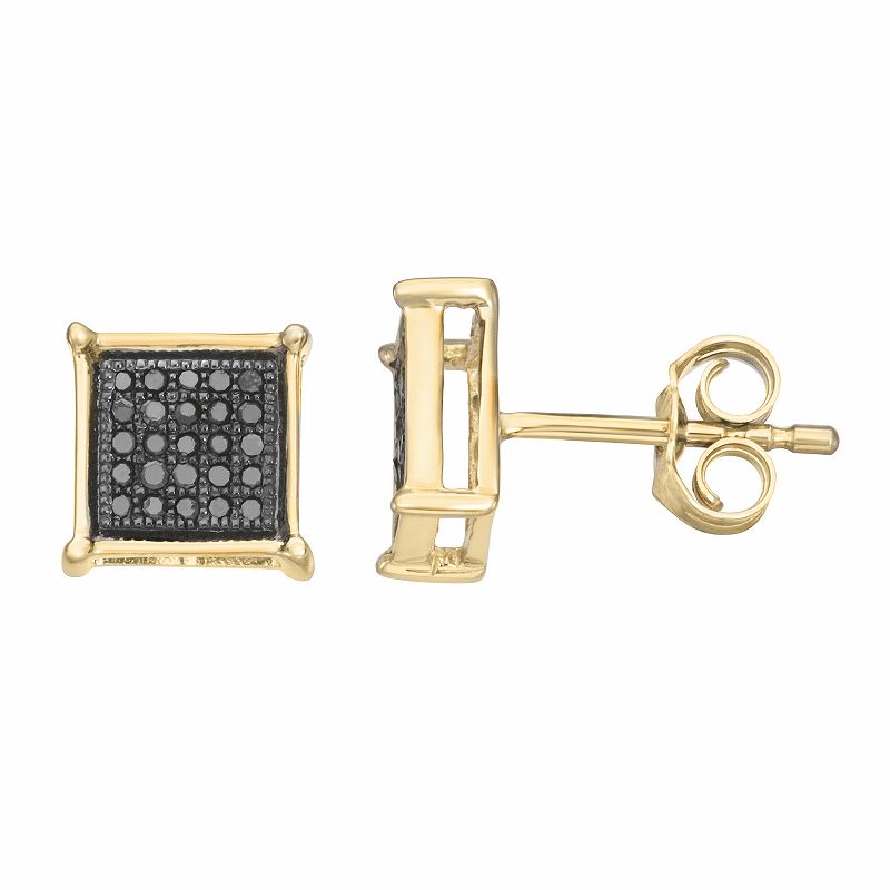HDI 10k Gold 1/10 Carat T.W. Black Diamond Stud Earrings, Women's