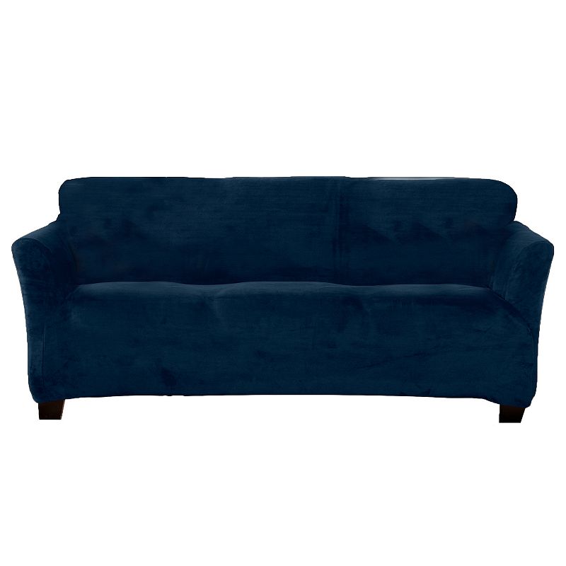 Great Bay Home Gale Velvet Plush Sofa Slipcover, Blue, XL SOFA