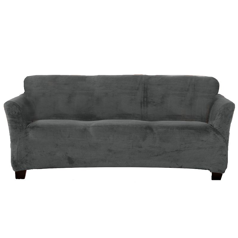 Great Bay Home Gale Velvet Plush Sofa Slipcover, Grey, XL SOFA