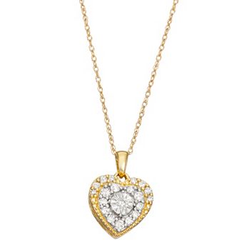HDI 10k Gold 1/4 Carat T.W. Diamond Heart Pendant Necklace