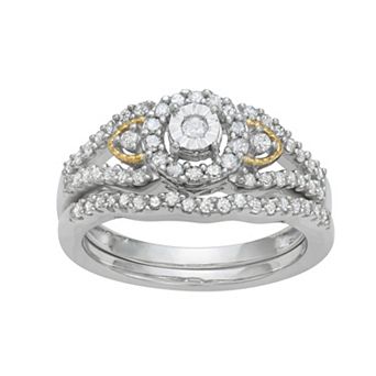 HDI Two Tone 10k Gold 1/2 Carat T.W. Diamond Engagement Ring Set