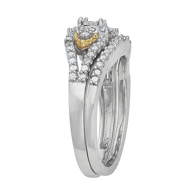 HDI Two Tone 10k Gold 1/2 Carat T.W. Diamond Engagement Ring Set