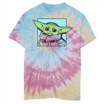Boys 8-20 Star Wars: The Mandalorian Grogu aka Baby Yoda Simple Square Tie Dye Graphic Tee
