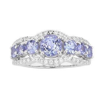 Sterling Silver Genuine Tanzanite & White Cubic Zirconia Accent Ring