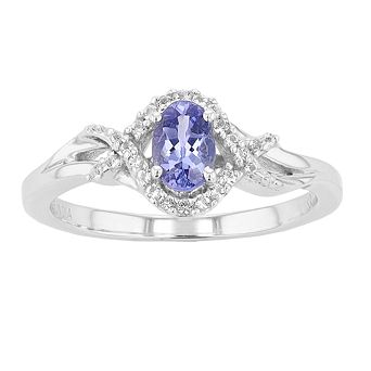 Sterling Silver Genuine Tanzanite & White Topaz Ring