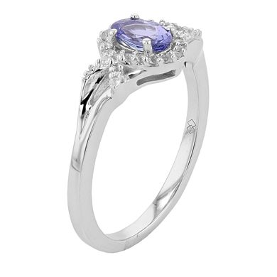 Sterling Silver Genuine Tanzanite & White Topaz Ring