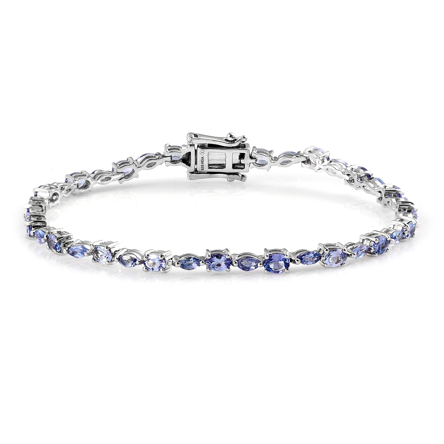 Bracelet Argent 925 Tanzanite Naturelle Ovale 20.3 Cm GemsPorium Neuf Sans Emballage | Bijou Argent Sterling Tanzanite Bleu Violet Gemme Naturelle Thaïlande