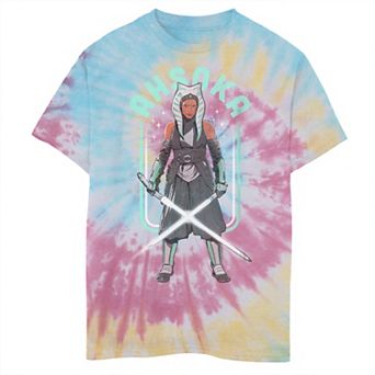 Boys 6-20 Star Wars: The Mandalorian Ahsoka Jedi Lightsaber Stand Tie Dye Graphic Tee