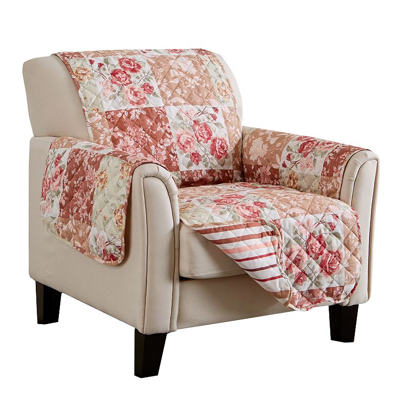 Great Bay Home Maribel Floral Patchwork Chair Slipcover, Red, Armchair