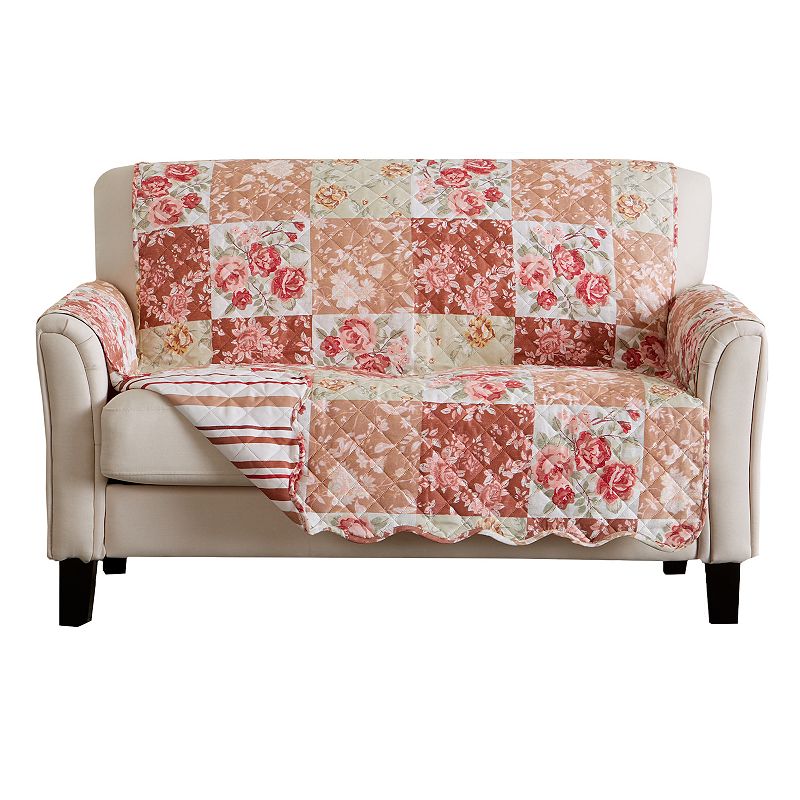 Great Bay Home Maribel Floral Patchwork Loveseat Slipcover, Red