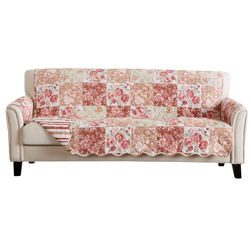 Great Bay Home Maribel Floral Patchwork Sofa Slipcover, Red
