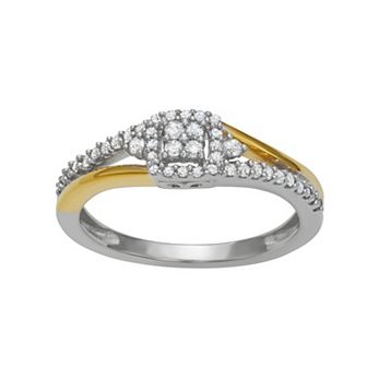 HDI Two Tone Sterling Silver 1/4 Carat T.W. Diamond Split-Shank Ring