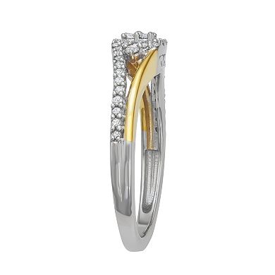 HDI Two Tone Sterling Silver 1/4 Carat T.W. Diamond Split-Shank Ring