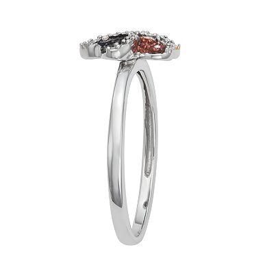 HDI Sterling Silver Colorful Diamond Accent Flower Ring