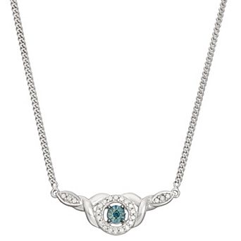 HDI Sterling Silver 1/10 Carat T.W. Blue Diamond Necklace