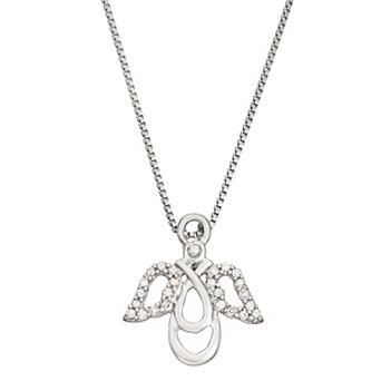 HDI Sterling Silver 1/10 Carat T.W. Angel Pendant Necklace