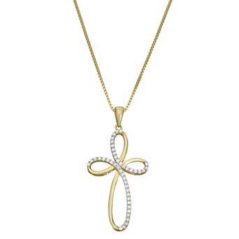 HDI Sterling Silver 1/4 Carat T.W. Diamond Cross Necklace