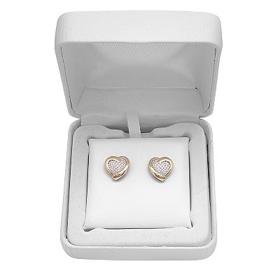Gold Over Silver 1/10 Carat T.W. Diamond Heart Earrings