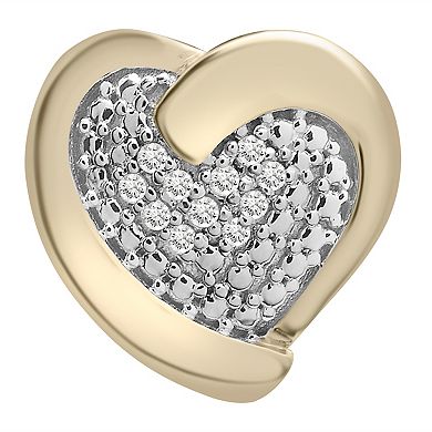 Gold Over Silver 1/10 Carat T.W. Diamond Heart Earrings