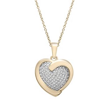 14k Gold Over Silver 1/10 Carat T.W. Diamond Heart Pendant