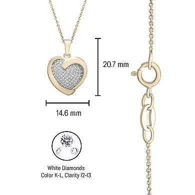 14k Gold Over Silver 1/10 Carat T.W. Diamond Heart Pendant