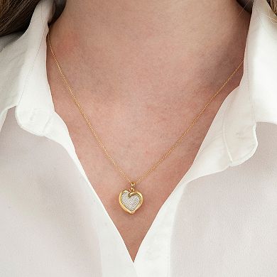 14k Gold Over Silver 1/10 Carat T.W. Diamond Heart Pendant