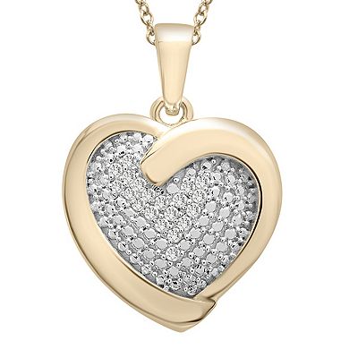 14k Gold Over Silver 1/10 Carat T.W. Diamond Heart Pendant