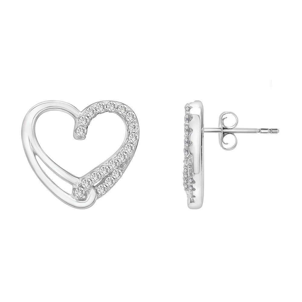 HAPPY HEART EARRINGS SILVER DIAMOND