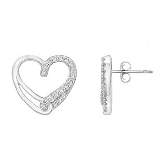 Sterling Silver 1/4 Carat T.W. Diamond Open Heart Earrings