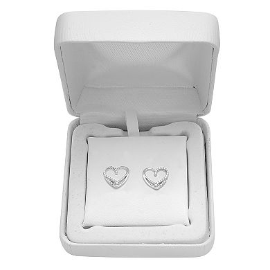 Sterling Silver 1/4 Carat T.W. Diamond Open Heart Earrings