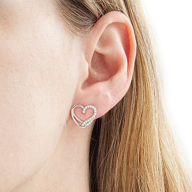Sterling Silver 1/4 Carat T.W. Diamond Open Heart Earrings