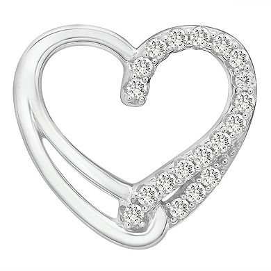 Sterling Silver 1/4 Carat T.W. Diamond Open Heart Earrings