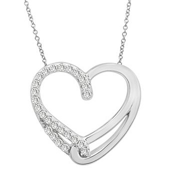 Sterling Silver 1/4 Carat T.W. Diamond Heart Pendant Necklace
